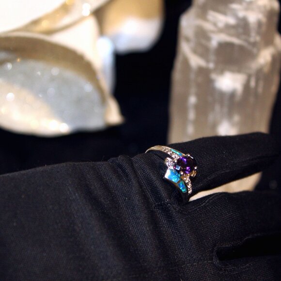 Beautiful 925 Purple Scapolite with Synthetic Blue Opal - Picture 4 of 4